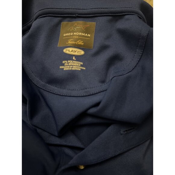 Greg Norman Blue Polo Shirt Mens L Shark Logo Lightweight & Play Dry Technology - Picture 4 of 9